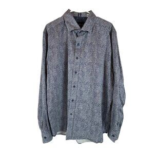 Robert Graham Modern Americana Tailored Flip Cuff Shirt Sz 3XL Mens Blue Button